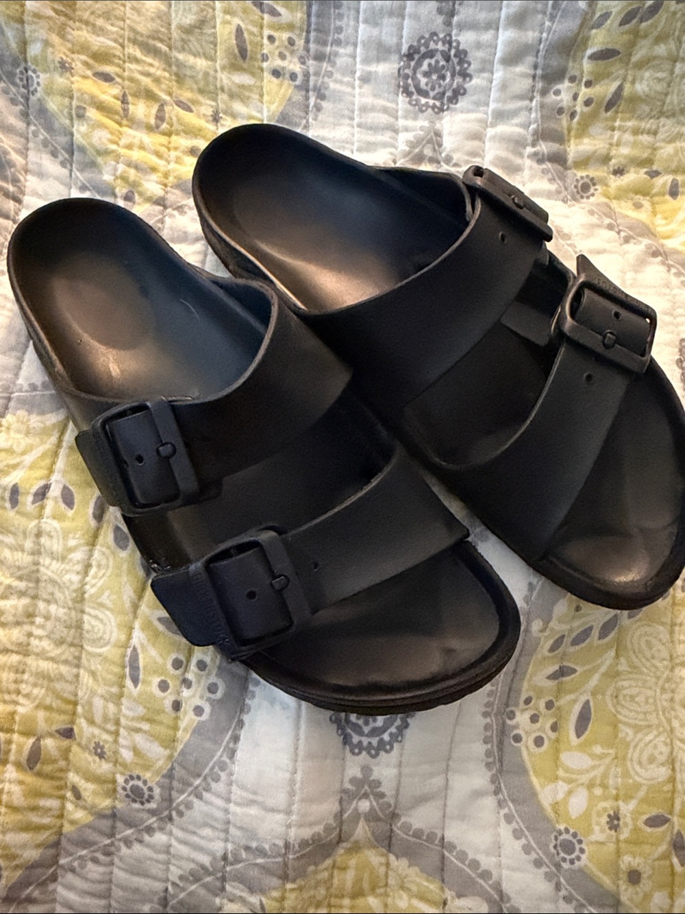 Birkenstock Black Two-Buckle Slide Sandals
